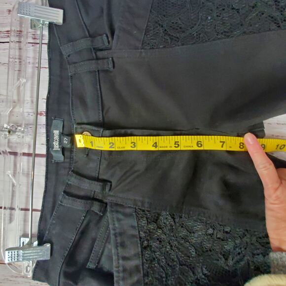 Just Cavalli Black Y2K Whimsigoth Skinny Jeans Low Rise Mesh Floral Lace Trim 28 - Picture 9 of 11